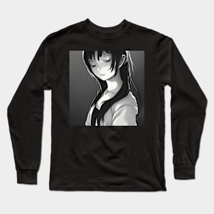 Beaux Animes Art Girl sketch in black and white Design Long Sleeve T-Shirt